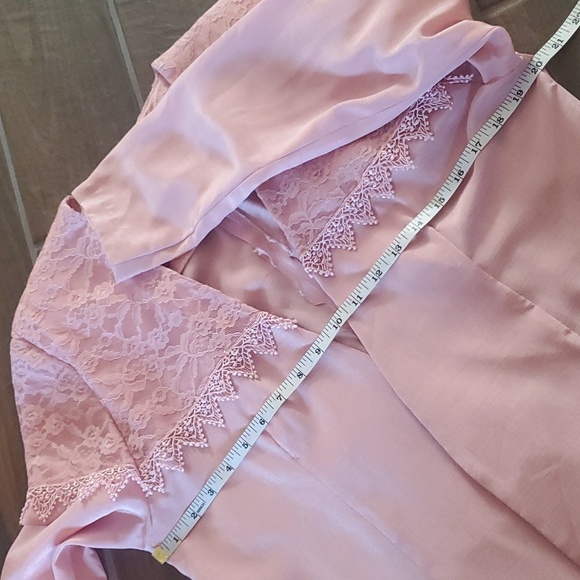 VINTAGE Homemade Pink Blazer with Attached Decorative Lace Shawl L - Picture 7 of 9